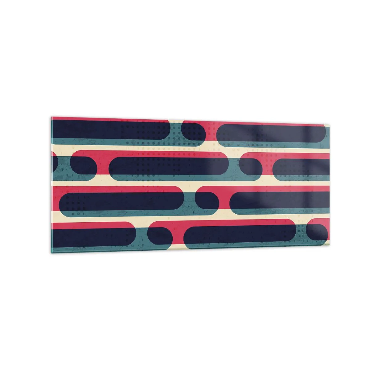 Obraz na szkle - Geometryczny wzór w stylu retro z pastelowymi barwami - 120x50cm - W głąb i do przodu - Nowoczesna dekoracja ścienna do salonu i sypialni ARTTOR