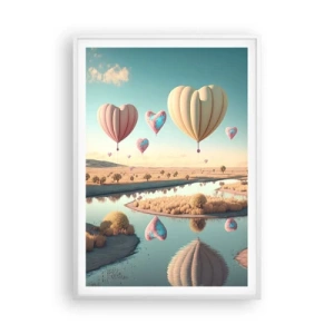 Plakat w białej ramie - Miłość pozwala wznieść się - 70x100 cm