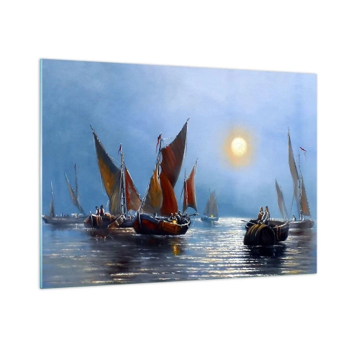 Obraz na szkle - Nocny połów - 100x70cm - Nocny połów - Nowoczesna dekoracja ścienna do salonu, kuchni i sypialni ARTTOR