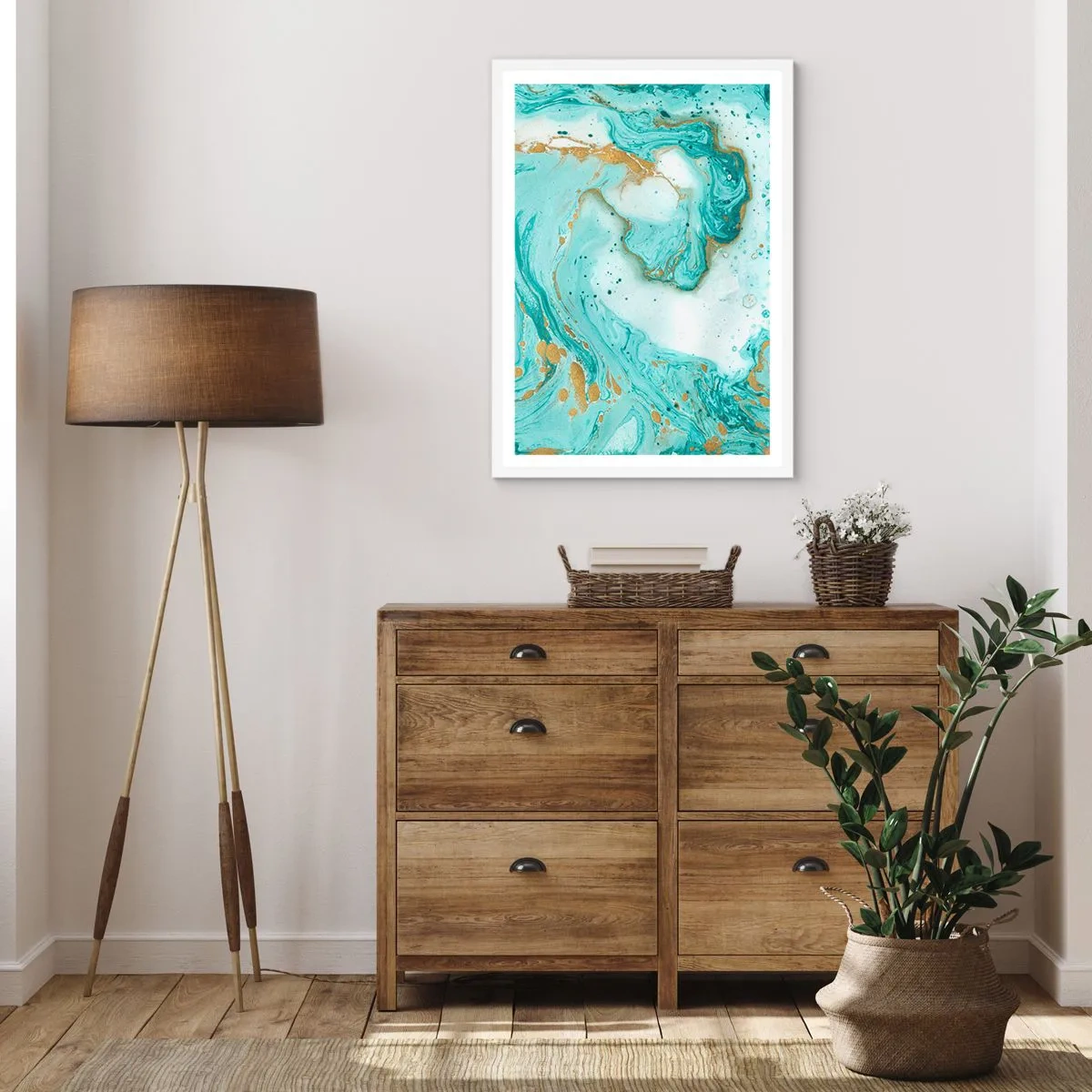 Plakat w białej ramie - Pod wielką falą z epoki Edo - 40x50 cm