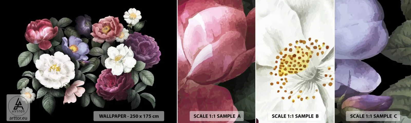 Fototapeta Próbka Samoprzylepna Deluxe Sticker - Z angielskiego ogrodu - Kwiaty, Bukiet Kwiatów, Kompozycja Kwiatowa - 100x30 cm