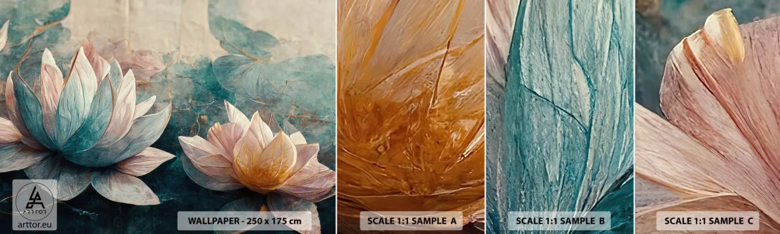 Fototapeta Próbka Standard Eco - Gwiazdy jeziora - Kwiaty, Art Deco, Lotos - 100x30 cm