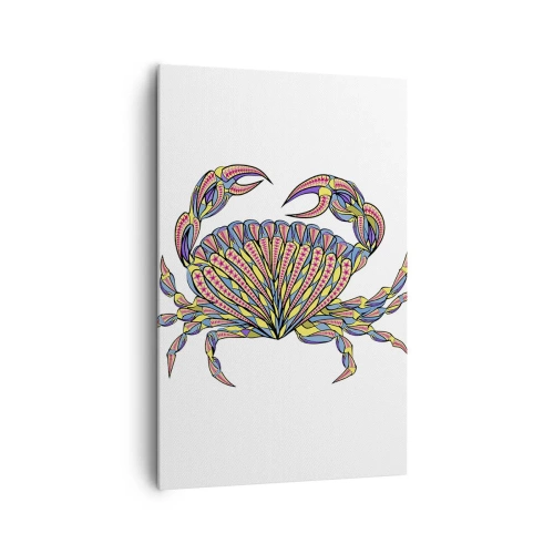 Obraz na płótnie - Kolorowy krab w artystycznym stylu - 80x120cm - Morska biżuteria - Nowoczesna dekoracja ścienna do salonu i sypialni ARTTOR
