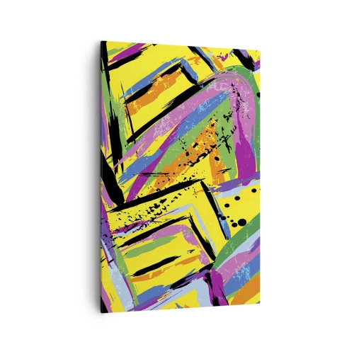 Obraz na płótnie - Żywa abstrakcja w jaskrawych kolorach i dynamicznych kształtach - 80x120cm - Aż krzyczy z radości - Nowoczesna dekoracja ścienna do salonu i sypialni ARTTOR