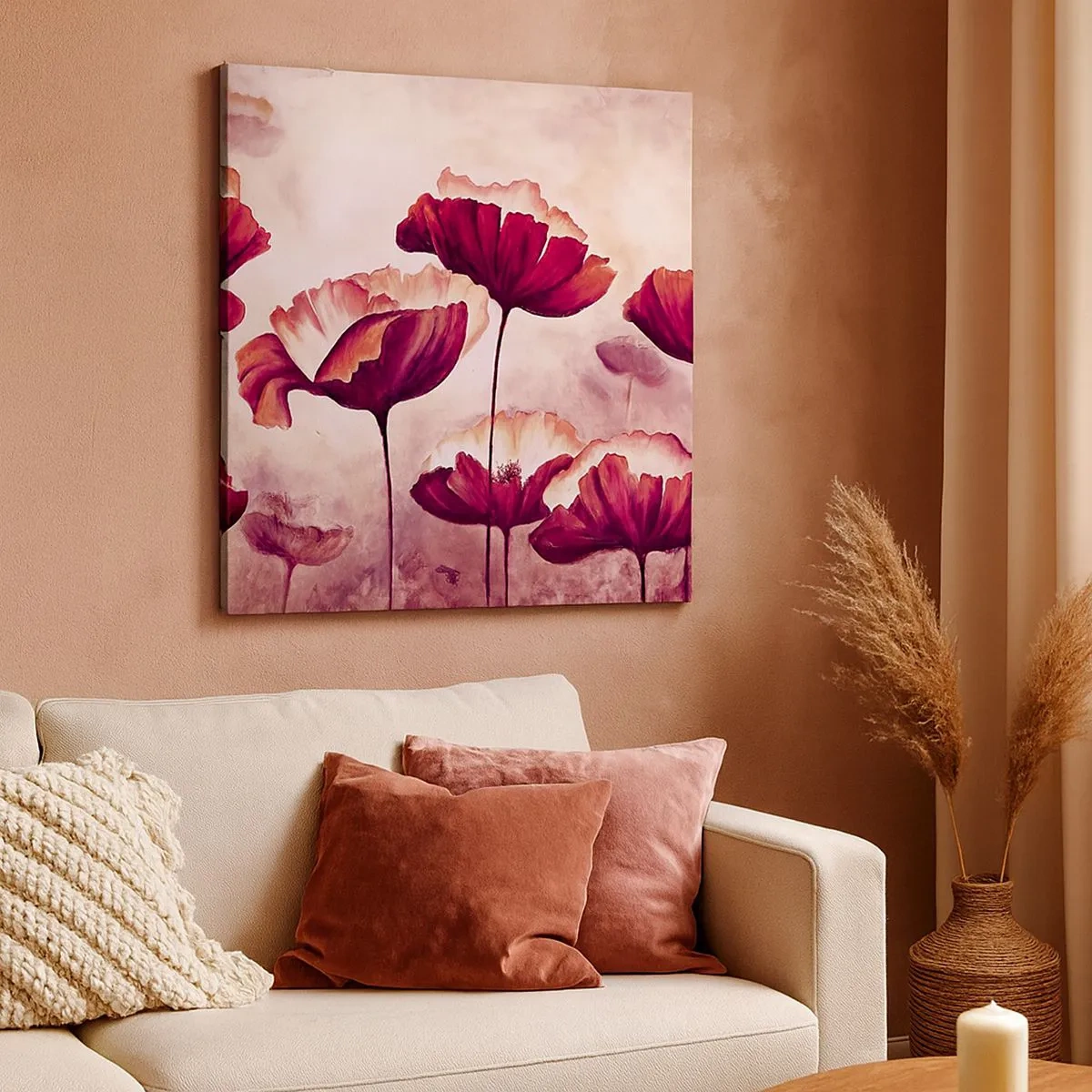 Obraz na płótnie - Płatek czerwony i biały - 30x30 cm