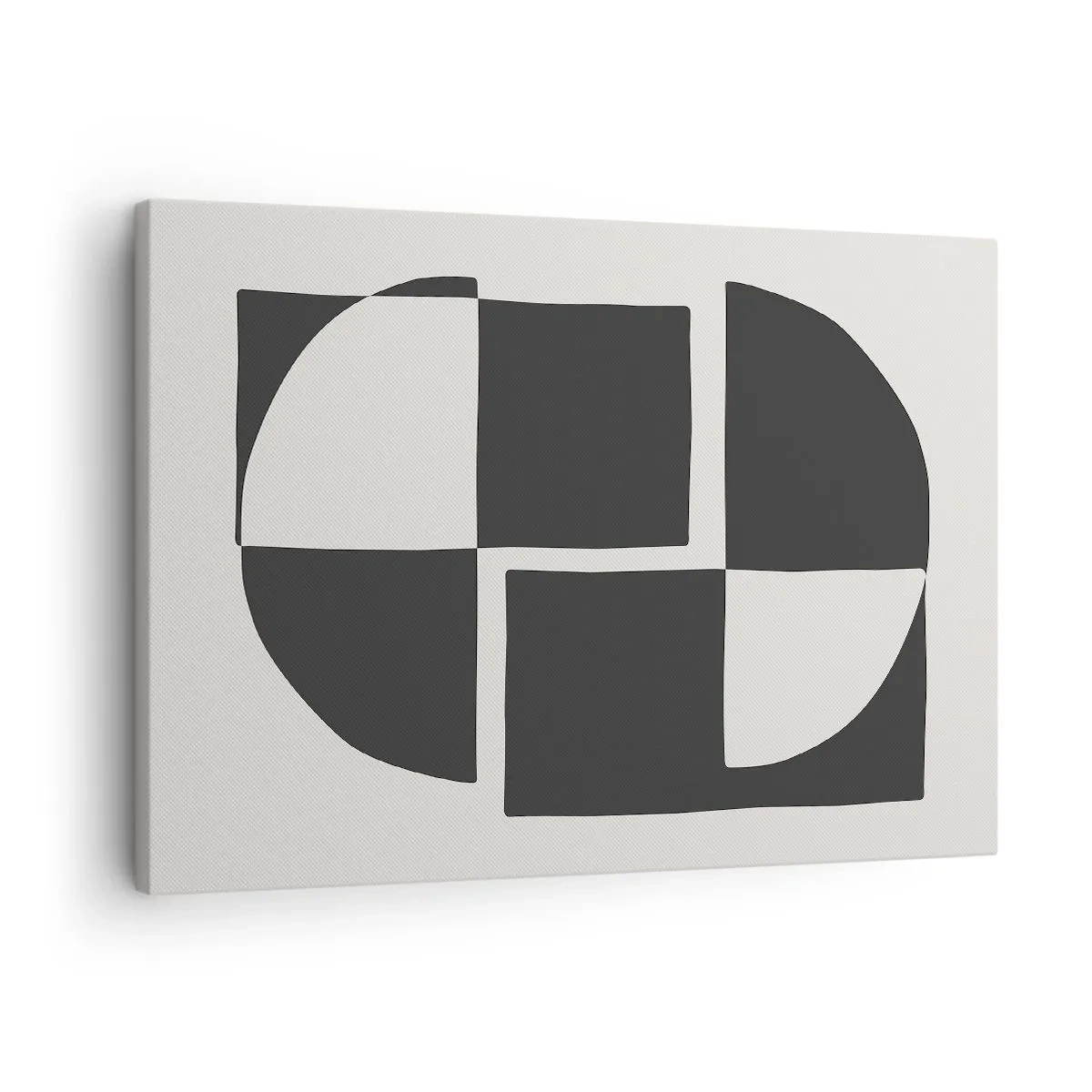 Obraz na płótnie - Abstrakcyjne kształty geometryczne w czerni i bieli - 70x50cm - Antyteza – synteza - Nowoczesna dekoracja ścienna do salonu i sypialni ARTTOR