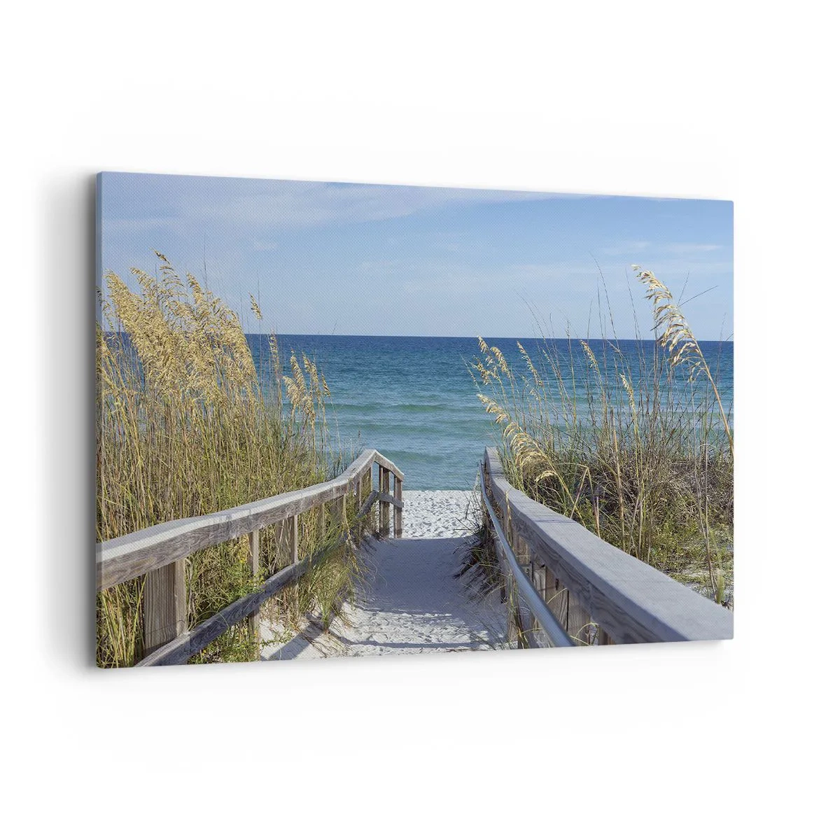 Obraz na płótnie - Ścieżka na plażę z widokiem na morze - 120x80cm - W słońcu, na wietrze - Nowoczesna dekoracja ścienna do salonu, kuchni i sypialni ARTTOR