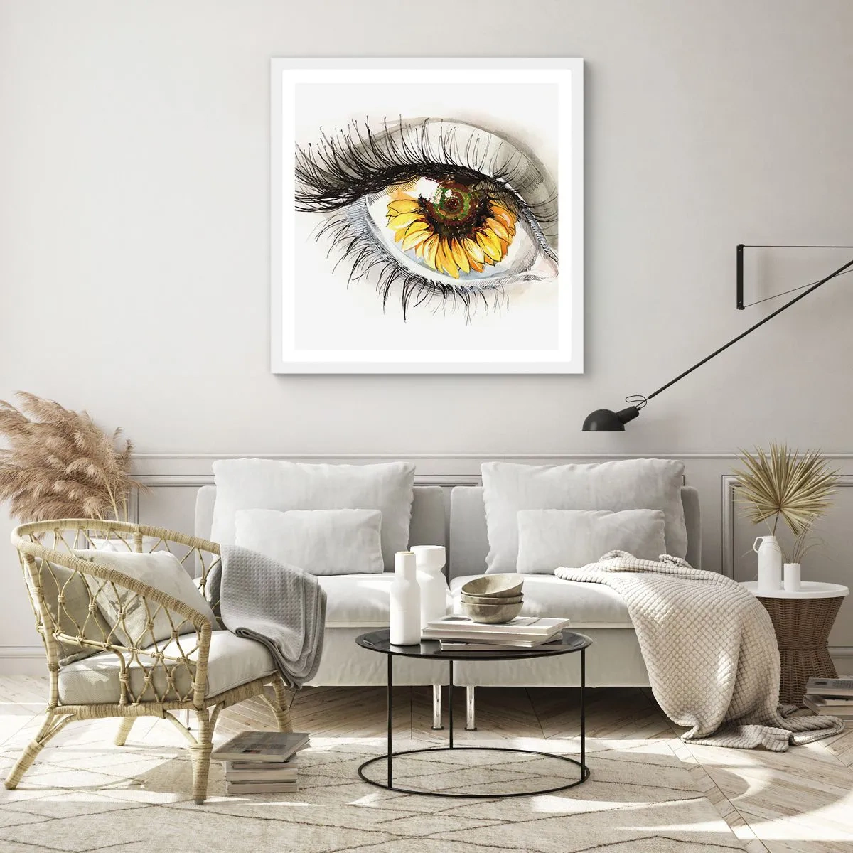 Plakat w białej ramie - Spojrzenie gorące jak lato - 40x40 cm