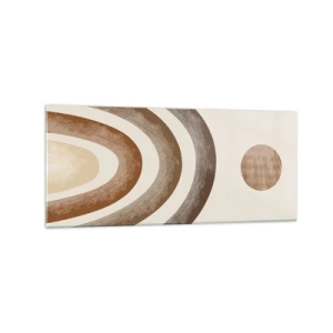 Obraz na szkle - Geometryczny motyw planetarny w odcieniach brązu - 120x50cm - W odległej galaktyce - Nowoczesna dekoracja ścienna do salonu i sypialni ARTTOR