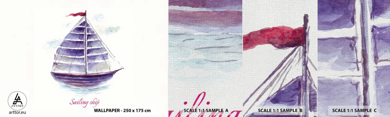 Fototapeta Próbka Premium Canvas - Pełnych żagli i spokojnej wody - Żaglówka, Nadmorski, Morze - 100x30 cm