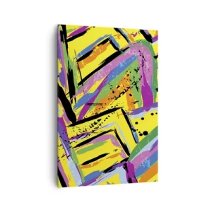 Obraz na płótnie - Żywa abstrakcja w jaskrawych kolorach i dynamicznych kształtach - 70x100cm - Aż krzyczy z radości - Nowoczesna dekoracja ścienna do salonu i sypialni ARTTOR