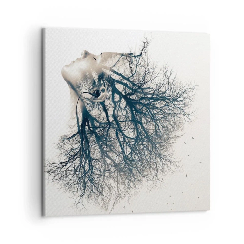 Obraz na płótnie - Zasłuchana w szept drzewa - 60x60 cm