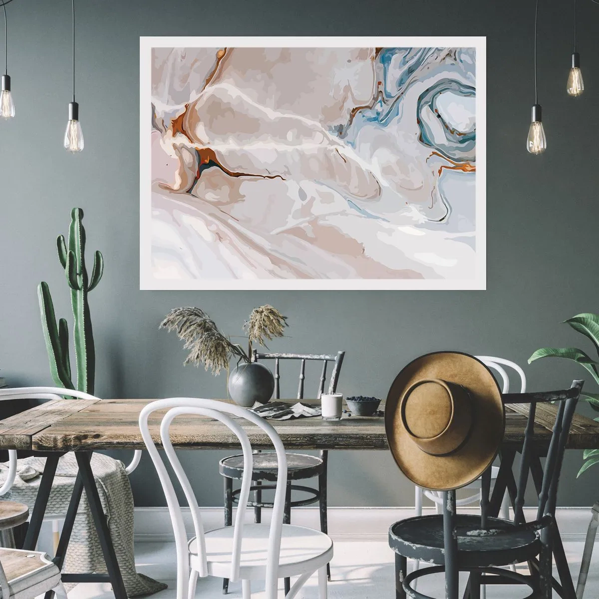 Plakat - Błękitne meandry pod bielą - 91x61 cm