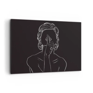 Obraz na płótnie - Minimalistyczna sylwetka kobiety na czarnym tle - 120x80cm - Piękno rozkwita w ciszy - Nowoczesna dekoracja ścienna do salonu, kuchni i sypialni ARTTOR