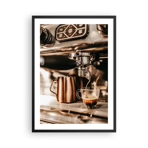Plakat w czarnej ramie - Aromatyczne espresso z ekspresu - 50x70cm - Blask kawy - Nowoczesna dekoracja ścienna do salonu i sypialni ARTTOR