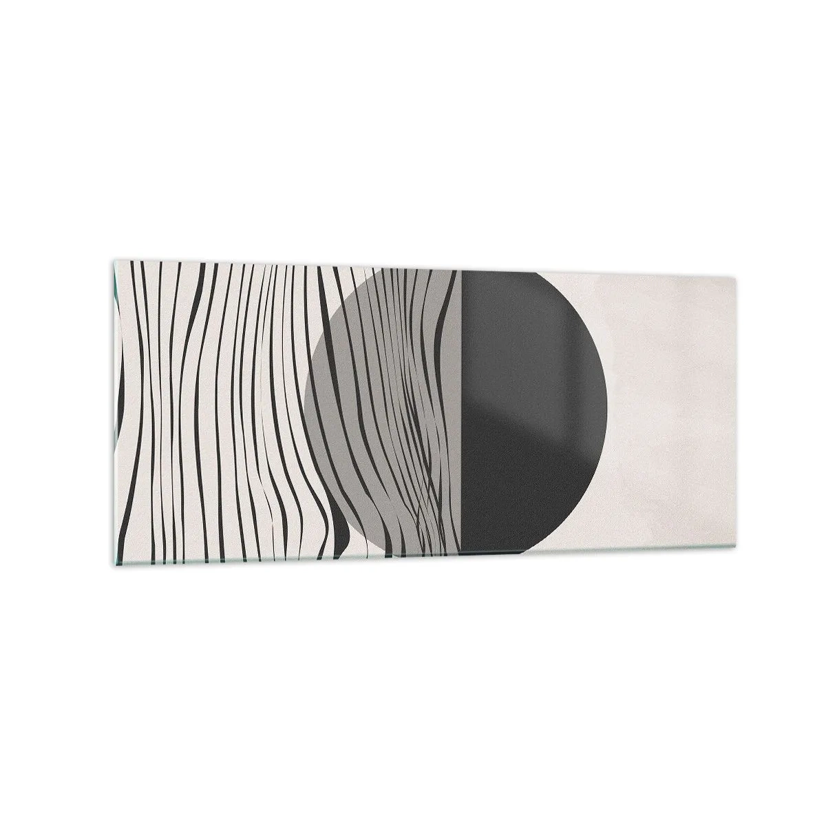 Obraz na szkle - Abstrakcyjne linie i geometryczne kształty w stonowanych barwach - 120x50cm - Kompozycja połowiczna - Nowoczesna dekoracja ścienna do salonu i sypialni ARTTOR