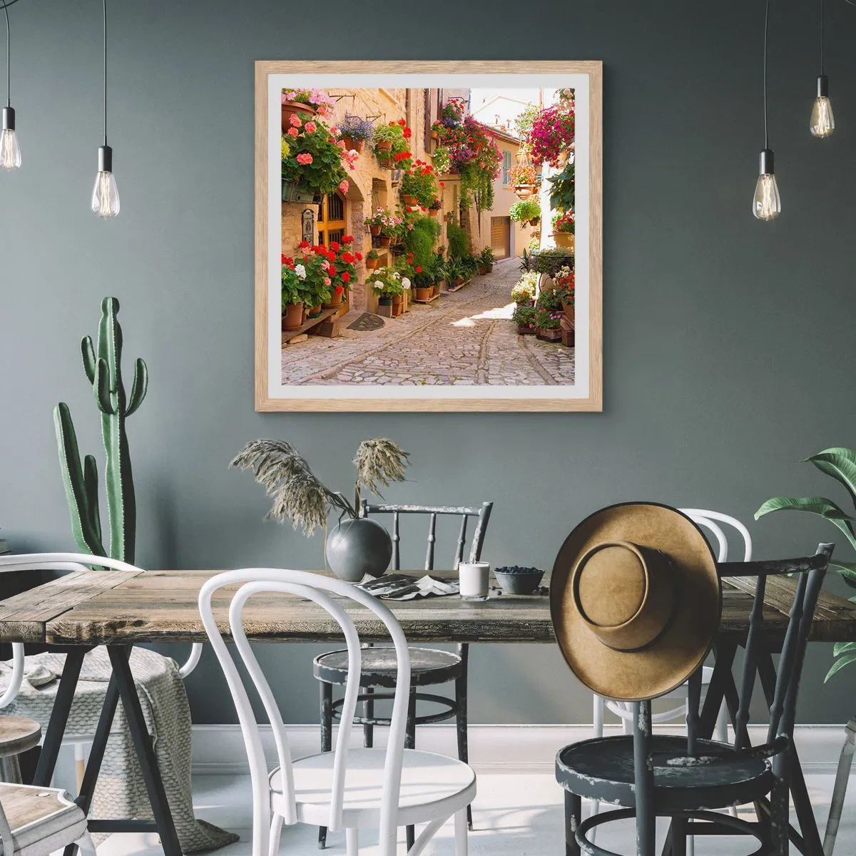 Plakat w ramie jasny dąb - W kwiatów powodzi - 60x60 cm