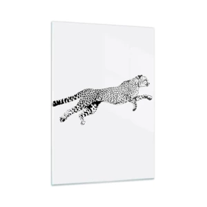Obraz na szkle - Ilustracja przedstawiająca geparda w skoku - 50x70cm - Najszybszy na Ziemi - Nowoczesna dekoracja ścienna do salonu, kuchni i sypialni ARTTOR