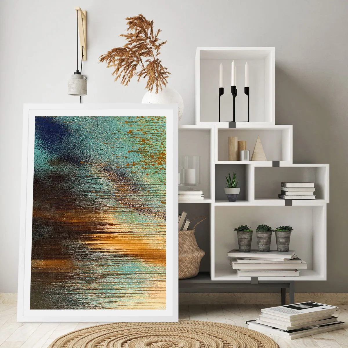 Plakat w białej ramie - Nieprzypadkowa barwna kompozycja - 30x40 cm