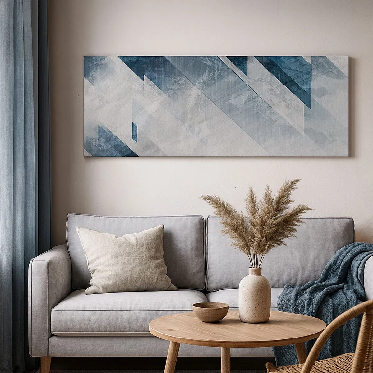 Obraz na płótnie - Kompozycja przestrzenna – ruch szarości - 100x40 cm