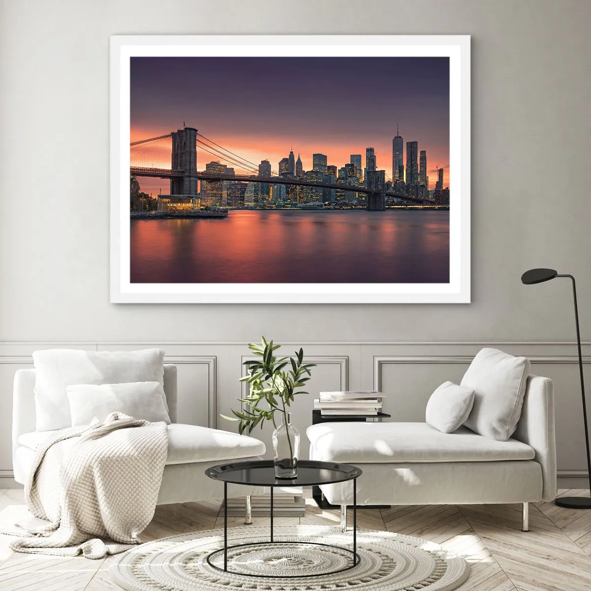 Plakat w białej ramie - Zatopione w liliowej ciszy - 100x70 cm