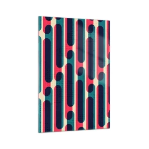 Obraz na szkle - Geometryczny wzór w stylu retro z pastelowymi barwami - 70x100cm - W głąb i do przodu - Nowoczesna dekoracja ścienna do salonu i sypialni ARTTOR