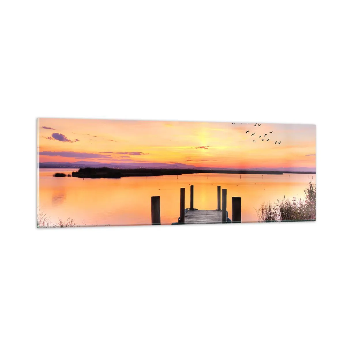 Obraz na szkle - Fiołkowy cichy świt - 90x30 cm