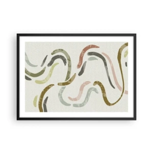 Plakat w czarnej ramie - Abstrakcyjne łuki w pastelowej kolorystyce - 70x50cm - Radosny taniec abstrakcji - Nowoczesna dekoracja ścienna do salonu i sypialni ARTTOR