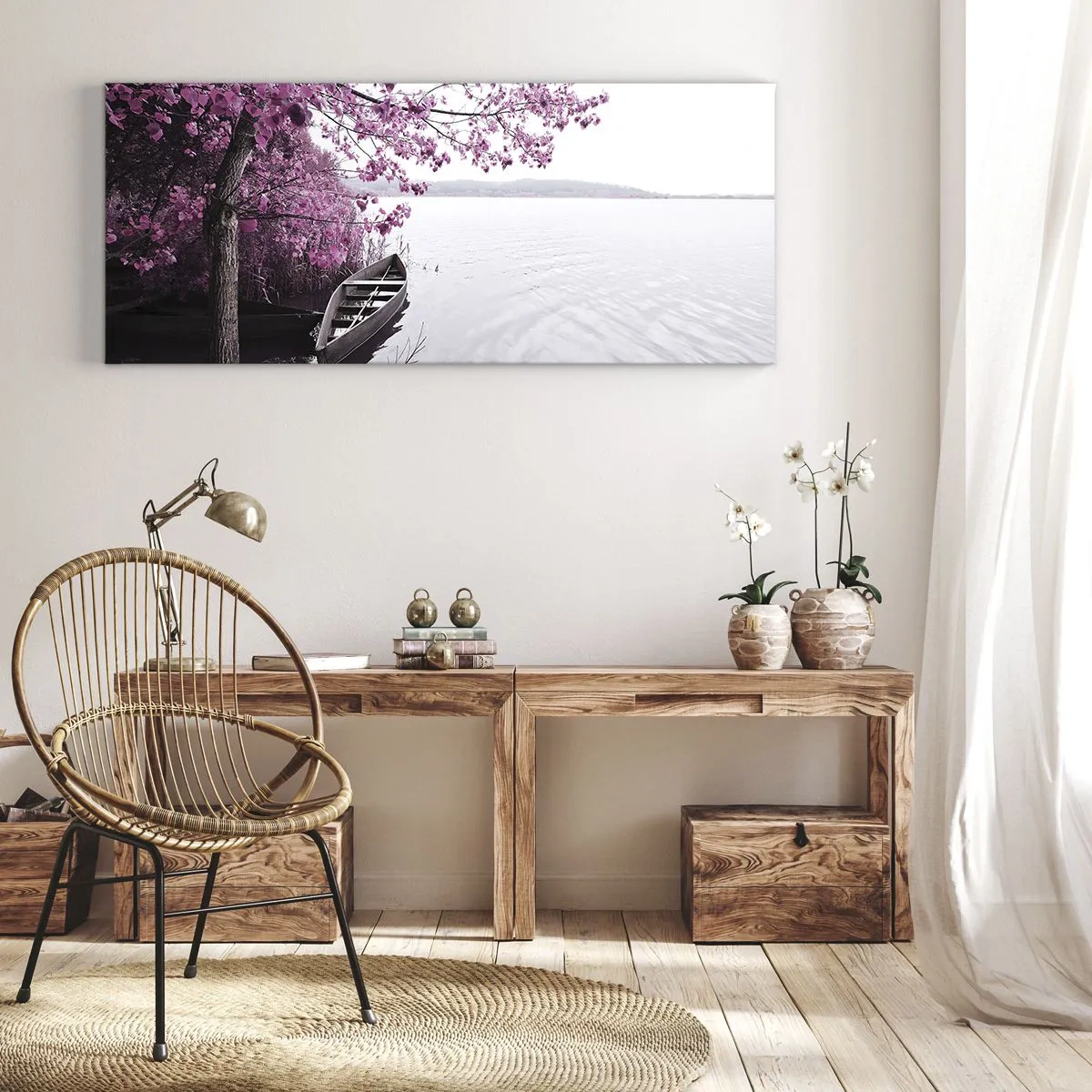 Obraz na płótnie - W różowej ciszy - 100x40 cm