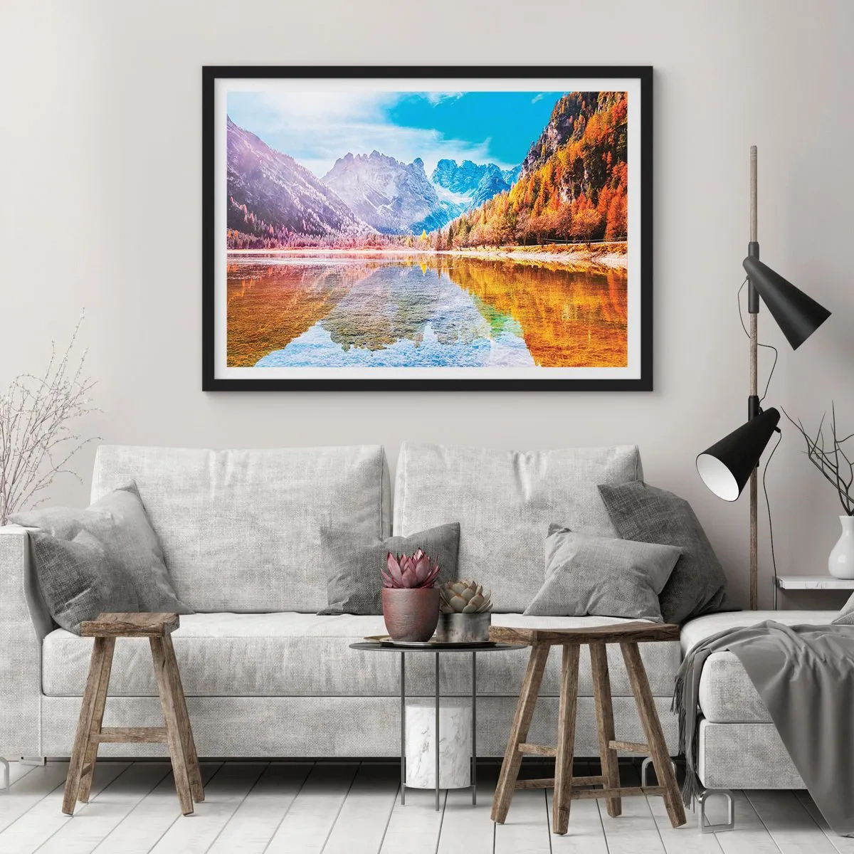 Plakat w czarnej ramie - A w górach już jesień - 50x40 cm