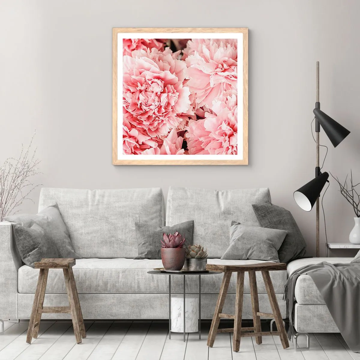 Plakat w ramie jasny dąb - Różowe marzenie - 40x40 cm