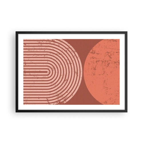 Plakat w czarnej ramie - Geometryczne wzory w odcieniach terrakoty na vintage tle - 70x50cm - Bliska relacja - Nowoczesna dekoracja ścienna do salonu i sypialni ARTTOR