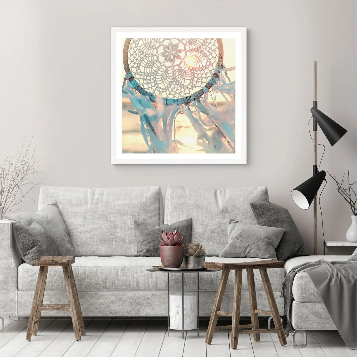 Plakat w białej ramie - Koronkowy totem - 50x50 cm