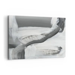 Obraz na płótnie - Szaro-biała abstrakcja z dynamicznymi liniami - 100x70cm - Zdecydowanym ruchem - Nowoczesna dekoracja ścienna do salonu, kuchni i sypialni ARTTOR