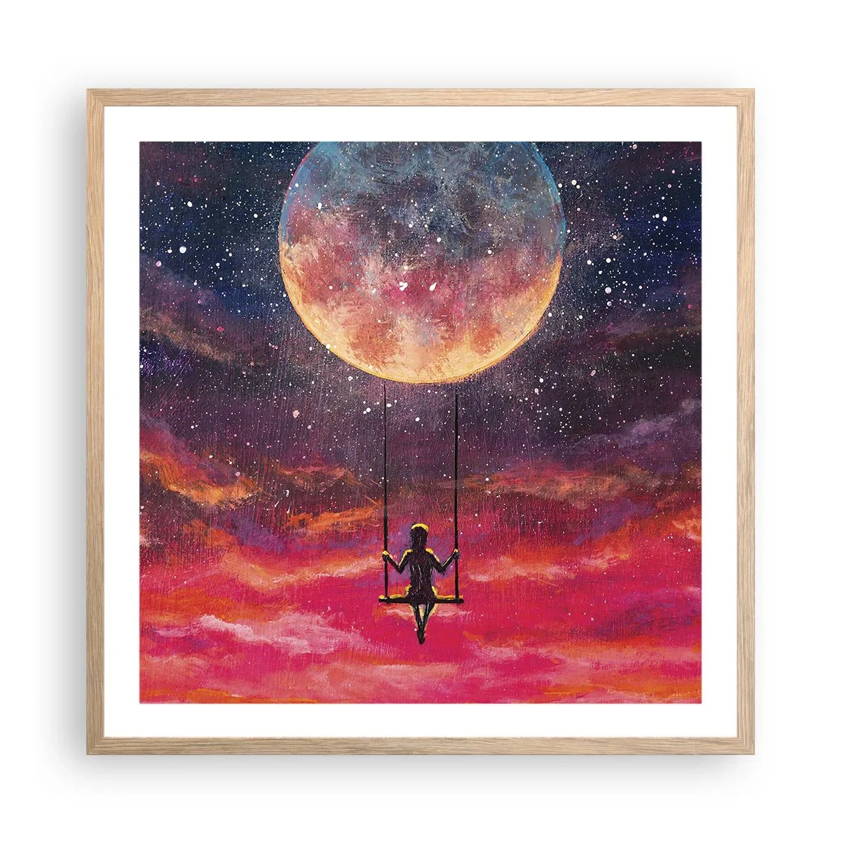 Plakat w ramie jasny dąb - Bujać w obłokach - 60x60 cm