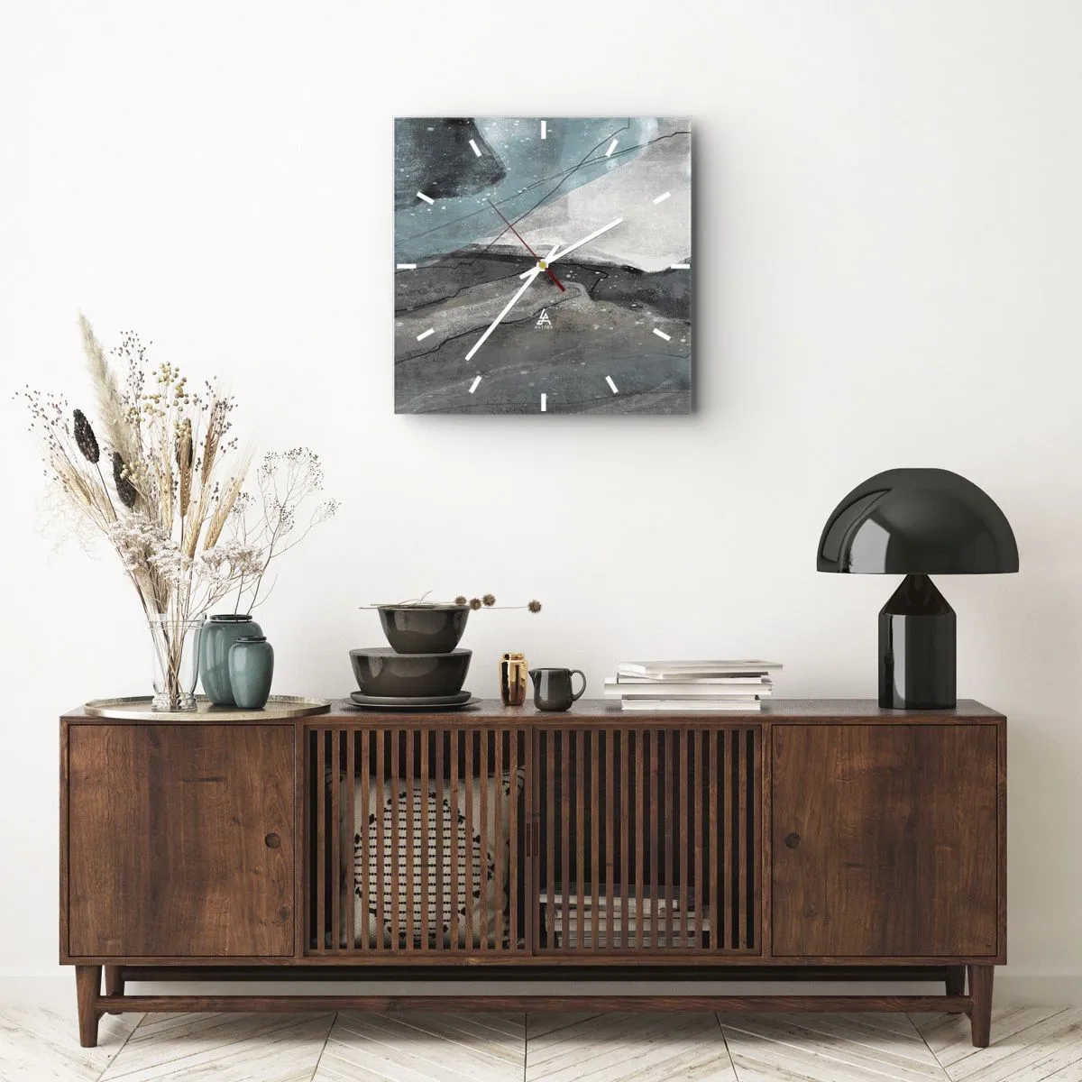 Zegar ścienny - Abstrakcja: skały i lód - 40x40 cm