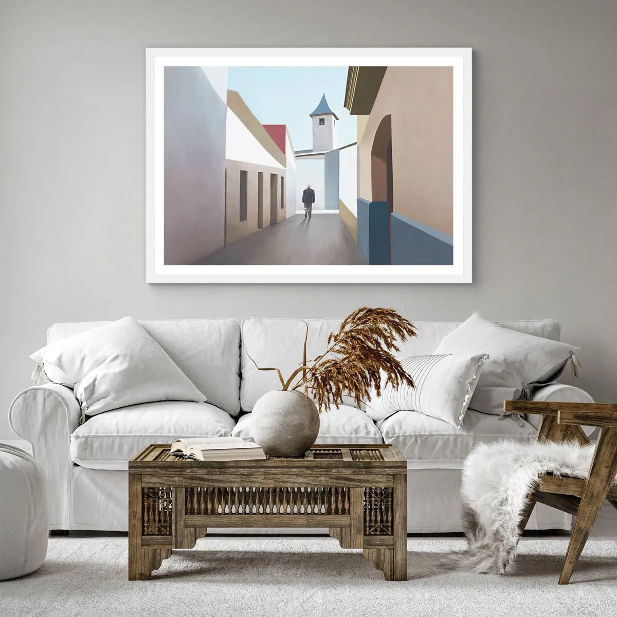 Plakat w białej ramie - Słoneczny spacer - 60x60 cm