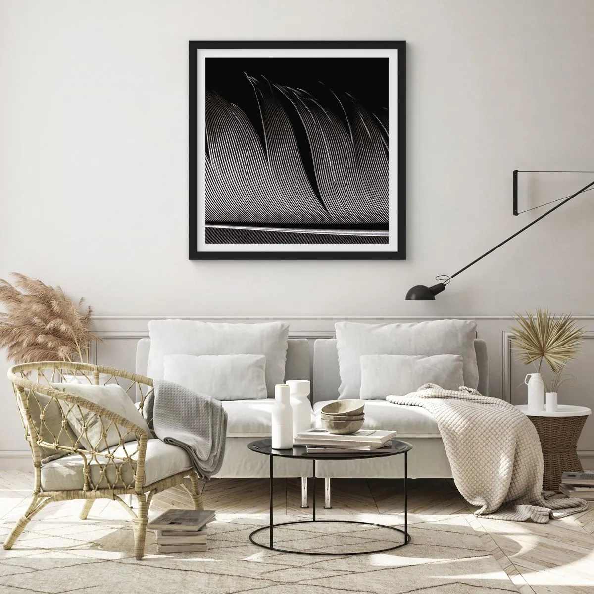 Plakat w czarnej ramie - Pióro – cudowna konstrukcja - 40x40 cm