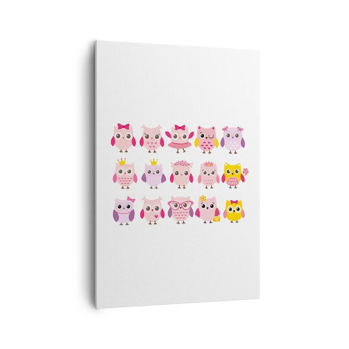 Obraz na płótnie - Urocze sowy w pastelowych kolorach - 70x100cm - Jedna słodsza od drugiej - Nowoczesna dekoracja ścienna do salonu i sypialni ARTTOR