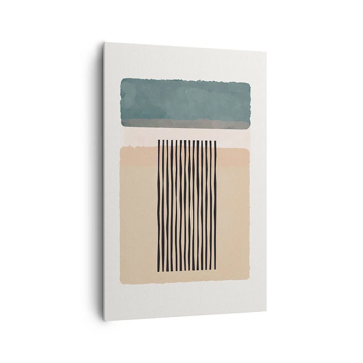 Obraz na płótnie - Minimalistyczne formy geometryczne w beżowych i zielonych odcieniach - 80x120cm - Wszystko w porządku - Nowoczesna dekoracja ścienna do salonu i sypialni ARTTOR