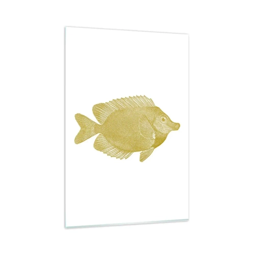 Obraz na szkle - Złota ryba w stylu vintage na jasnym tle - 80x120cm - Ryba i tyle - Nowoczesna dekoracja ścienna do salonu i sypialni ARTTOR