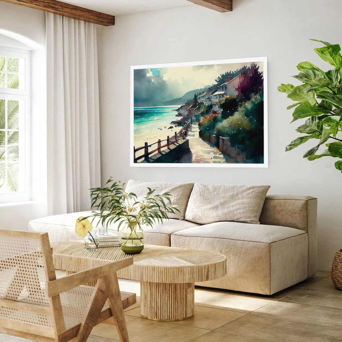 Plakat - Śródziemnomorskie miasteczko - 70x50 cm