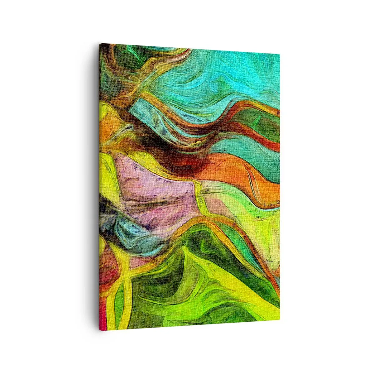 Obraz na płótnie - Kolorowa abstrakcja z dynamicznymi liniami i intensywnymi barwami - 50x70cm - Ruch to życie - Nowoczesna dekoracja ścienna do salonu, kuchni i sypialni ARTTOR