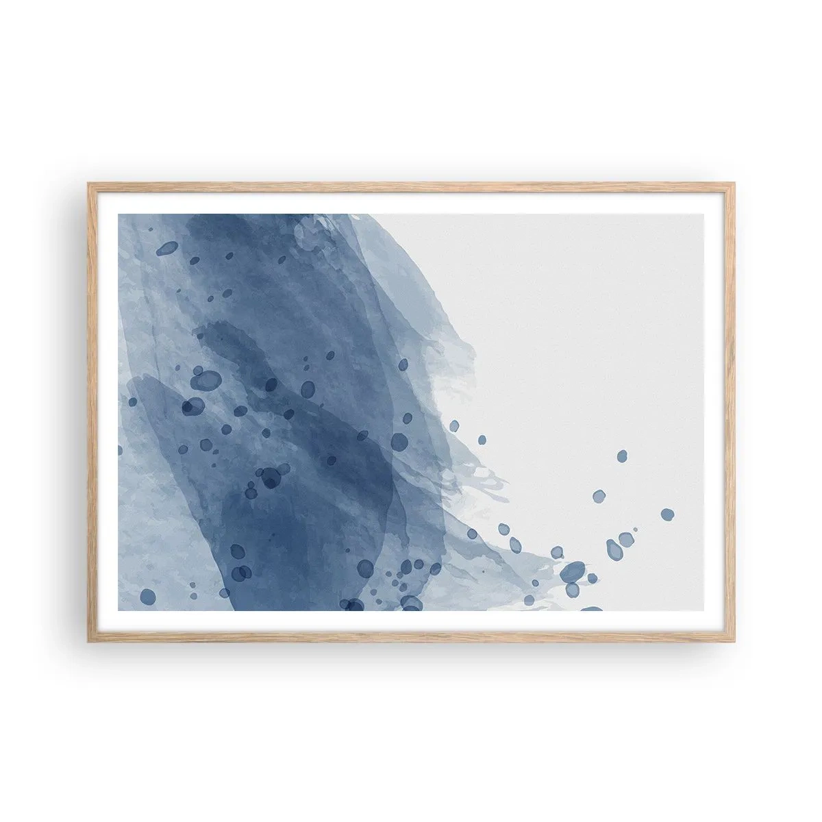 Plakat w ramie jasny dąb - Niebieski tiul - 100x70 cm