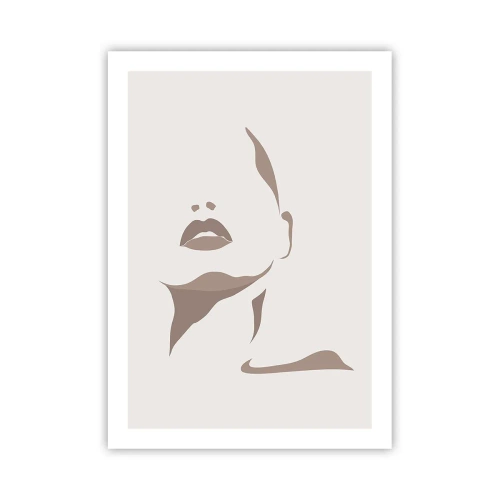 Plakat - Minimalistyczny portret twarzy w odcieniach beżu i brązu - 50x70cm - Stworzona ze światła i cienia - Nowoczesna dekoracja ścienna do salonu, kuchni i sypialni ARTTOR