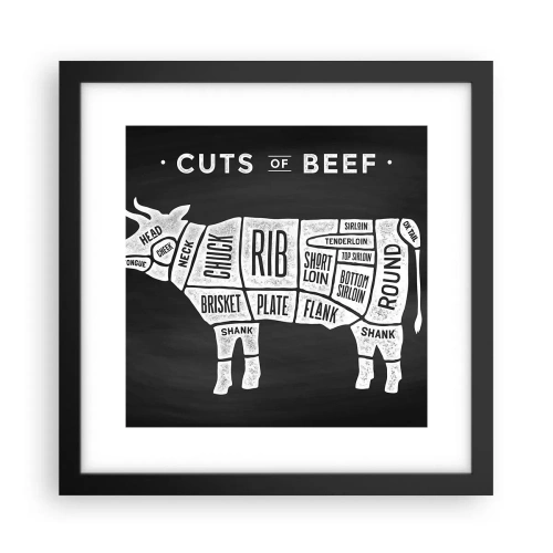 Plakat w czarnej ramie - Elementarz masarza - 30x30 cm