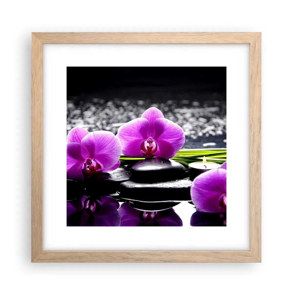 Plakat w ramie jasny dąb - Utonąć w ciszy i spokoju - 30x30 cm