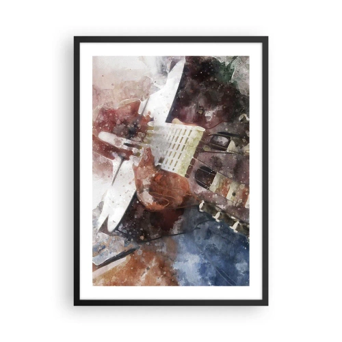 Plakat w czarnej ramie - Artystyczne przedstawienie gitary w akwarelowym stylu - 50x70cm - I co o tym myślisz? - Nowoczesna dekoracja ścienna do salonu i sypialni ARTTOR