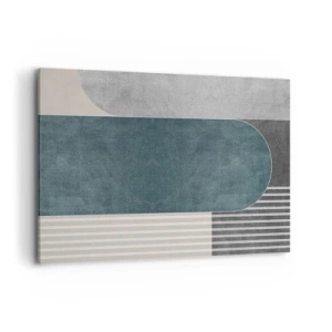 Obraz na płótnie - Geometryczna abstrakcja w odcieniach szarości i zieleni - 120x80cm - Kompozycja na poziomie - Nowoczesna dekoracja ścienna do salonu, kuchni i sypialni ARTTOR