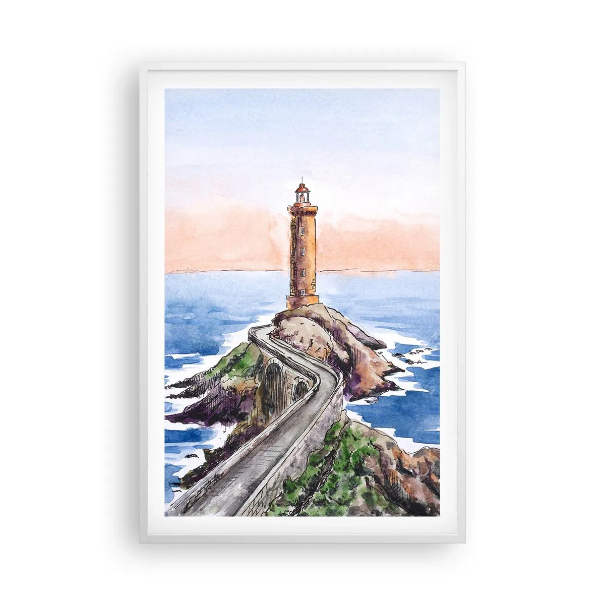 Plakat w białej ramie - Zwrócona ku morzu - 61x91 cm